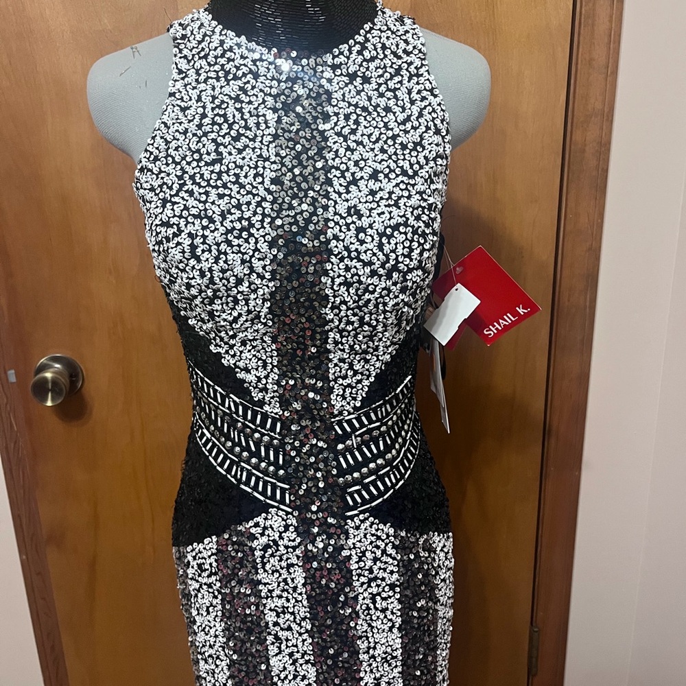Black and White Shail K. Sequin Dress